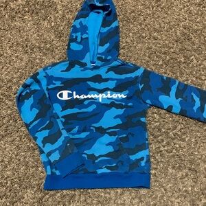 Champion Kids Hoodie in Blue Camouflage